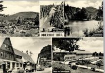 98559 O6055 Oberhof , Thüringen - Sprungschanze, Bahnhof, Haus der GFReundschaft, Pfanntalsteich