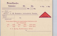 26721 W2970 Emden , Ostfriesland - Quittung, Seifenfabrik C.H. Reinders