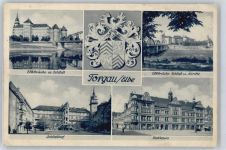 04860 O7290 Torgau - Rathaus, Schloß, Elbbrücke, Wappen