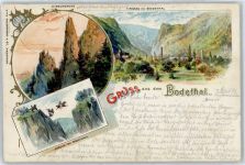06502 O4308 Bodetal Lithographie Hirschgrund