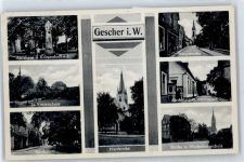 48712 W4423 Gescher Gebrauchsspuren Hauptstrasse , Kirchplatz , Kriegerdenkmal , Marke entfernt