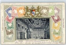 Augsburg, Goldener Saal, Präge-Karte Briefmarkenabbildung