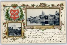 93047 W8400 Regensburg Lithographie Wappen verziert
