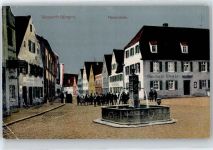 91717 W8822 Wassertrüdingen - Marktstraße, Brunnen, Weinrestaurant Wilhelm Lutz