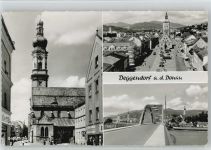 94469 W8360 Deggendorf 1960 - Grabkirche Brücke Marktplatz