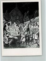 sign Konrad Volkert - Weihnachtsmarkt , Marktszene - Nr. 24 Verlag Mendelsohn Künstler Künstlerkarte