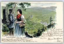 07427 O6825 Schwarzburg Lithographie / Künstlerkarte Trippstein , sign. R.Starcke