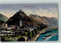 W5424 Kamp-Bornhofen , Rhein Teilansicht Dampfer Dampfer Deutschland 1913