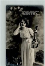 EAS Serie "An der Weser" Frau mit einer Laute 1914 AK Zupfinstrument