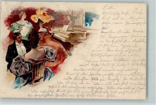 Klavierstunde AK Klavier 1904 Lithographie