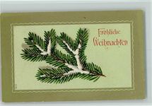 Tannenzweig mit Schnee , gute Erhaltung AK Weihnachten 1911 Lithographie / Prägedruck