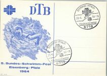 W6719 Eisenberg (Pfalz) 5. Bundes-Schwimm-Fest 1964 und Sonderstempel Schwimmen