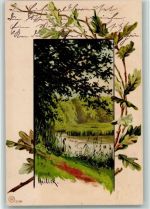 Litho - 1903 AK Eichenblätter und Landschaft Mailick, A.
