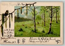 Kunstverlag Winkler & Voigt 4564 - Pfingsten, Birkenwald Mailick, A. 1902 Lithographie