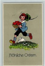 Verlag Erika 522 - Junge mit einem Korb Ostereiern Osterei 1914 Lithographie / Künstlerkarte