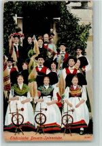 Elsäss. Bauern Spinnstube AK Trachten Elsass 1916