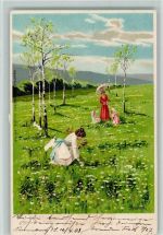 Erika Verlag 7075 - Blumen pflücken AK Mailick, A. 1903 Lithographie