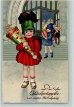 Erika Verlag Nr. 2903 - Mädchen mit Schultüte, Ranzen AK erster Schultag 1932