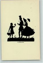 sign Gerda Luise Schmidt , Frühlingsstrauß - Familienglück Scherenschnitt Künstlerkarte