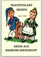 Marburger Kinder am Zaun Trachten Hessen Künstlerkarte