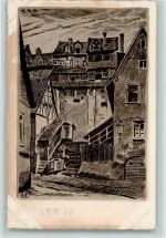 69469 W6940 Weinheim , Bergstr Künstlerkarte Im Gerbachviertel ssign. R. M.