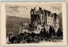 56294 W5401 Münstermaifeld Radierung Burg Eltz Radierung