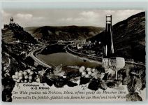 W5590 Cochem Blick nach Cochem Trauben Weinflasche Weinglas Wein