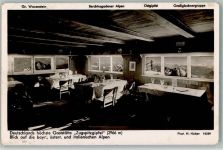 82467 W8100 Garmisch-Partenkirchen - Gaststätte Zugspitzgipfel Innenaufnahme Blick auf die bayr. österr. und ital. Alpen Foto H. Huber Hüttenstempel