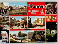 59174 W4708 Kamen , Westf - Fanfarenzug im Fußgängerbereich Marktplatz Weinfest Am Marktplatz Fußgängerbereich Heeren-Werrve Schloß Freibad Ältestes Haus von Kamen Schloßeingang