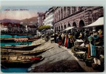 Luzern Lucerne Markttag Ruderboot 1920 Gebrauchsspuren