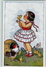 Ostern Kind Küken AK Fischerova-Kvechova, M.