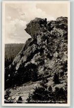 Bayr. Wald Felsgebilde Wagner, Richard Kopf am Arberggipfel Gesteinsformation Foto AK