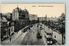 London - The Thames Embankment Straßenbahn AK
