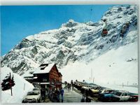 Säntis Auf Schwägalp Blick von der Talstation der Säntis-Schwebebahn auf Restaurant mit Gyrenspitz und Säntis Oldtimer Schwebebahn 1978