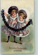 AK mit Glitzer Kind Namenstag 1920 Gebrauchsspuren