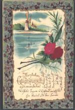 Prägedruck AK Neujahr 1905 AK mit Stoff