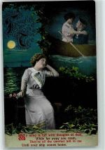 Serie Thoughts of thee Mondschein WK I AK Matrosenliebe Folienkarte / Lackkarte