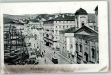 34100 Trieste / Triest / Trst Gebrauchsspuren Straßenbahn Hafen Segelboote