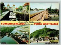 32423 W4950 Minden , Westf - Schachtschleuse Weser Ausflugsschiff Mitellandkanalüberführung Fliegeraufnahme Prota Westfalica