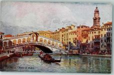 30100 Venezia Künstlerkarte Ponte di Rialto Rialtobrücke sign A. Scrocchi