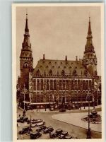 52062 W5100 Aachen - Rathaus Rathausplatz Omnibus Autos Brunnen