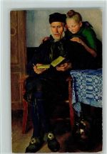 Großvater und Enkel - Verlag Seemann Nr. 163 AK Buch lesen Künstlerkarte