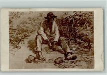Gemälde v. Millet - Feldarbeit - Landwirtschaft AK Künstler Künstlerkarte