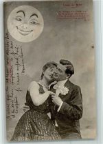 Lune de Miel - vermenschlichter Mondschein AK Liebespaar Himmelskörper 1904