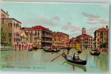 30100 Venezia Künstlerkarte Canal Grande Pal. Browning Gondeln sign
