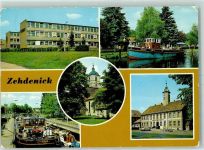 16792 O1434 Zehdenick - Karl Marx Oberschule Am Hafen Schiffe Schleuse Pfarrkirche Rathaus