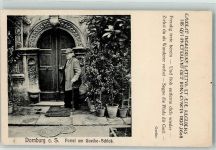 07778 O6904 Dornburg , Saale 1911 Foto AK Goethe Schloß Portal Älterer Herr Goethe-Zitat
