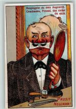 Serie - Nr. 23 - Vor dem Spiegel, Glatze Spruch, Neujahr AK Humor