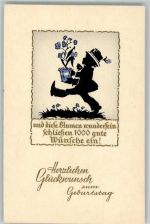 Geburtstag - Serie 23 - Sprüche - gute Erhaltung Scherenschnitt