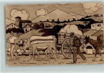 Landwirtschaft - Esel und Ochsengespann , Pays Basque AK Tiergespann Künstlerkarte